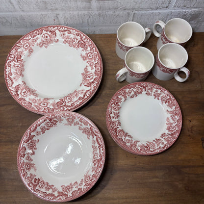 Spode Delamere Cranberry Dish Set Of 16