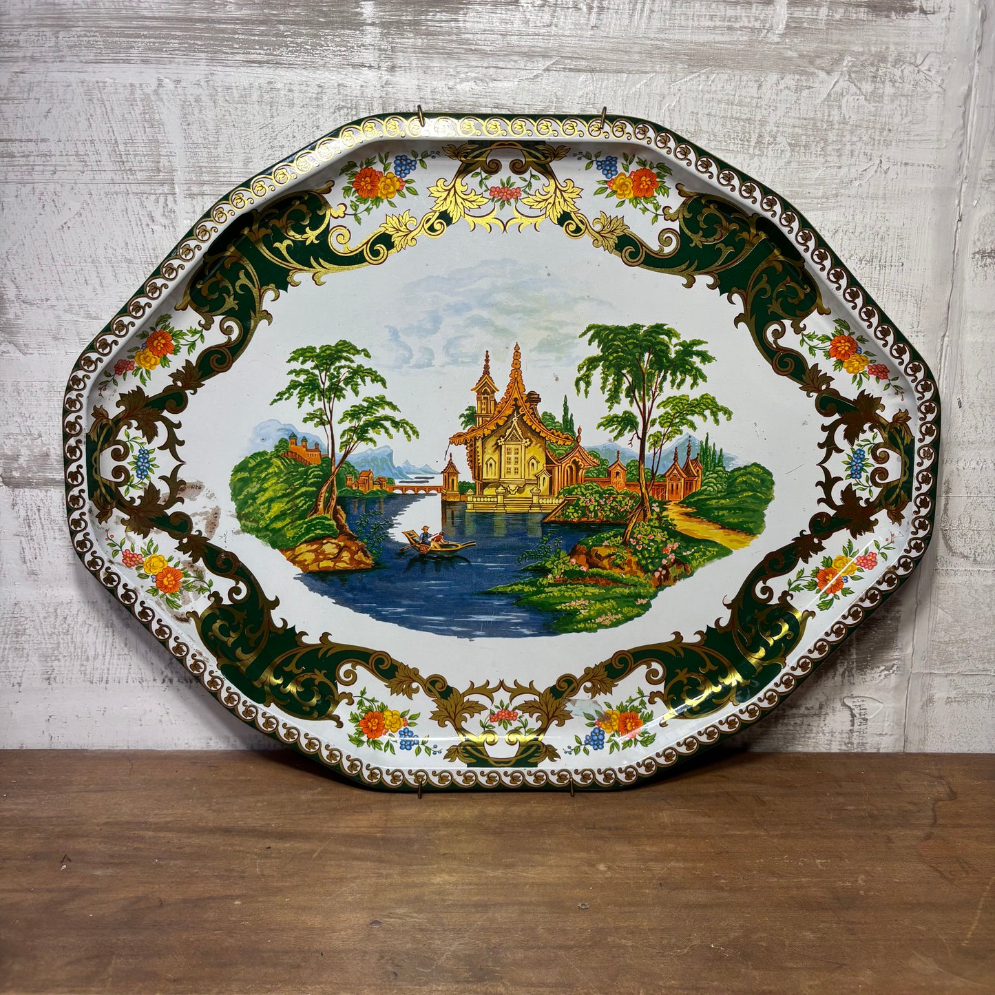Vintage Daher Decorated Enameled Tray / Plate