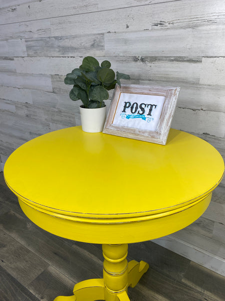 Bright Yellow Round Side Table