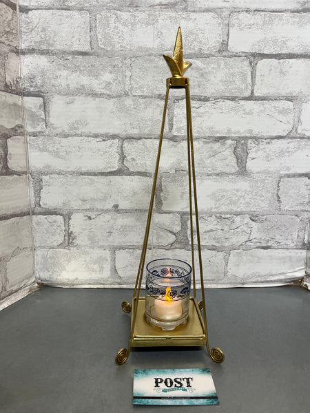 Gold Metal Glass Candle Holder