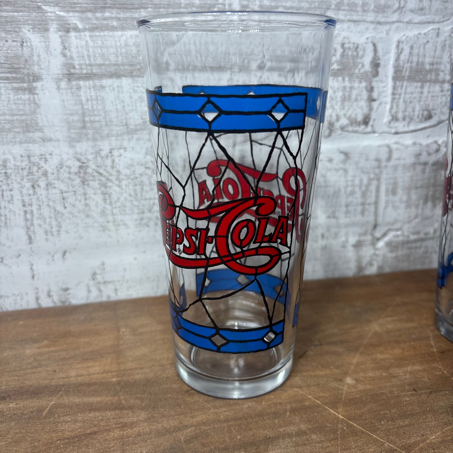 Vintage Pepsi Cola Tiffany Style Stain Glass Set Of 6