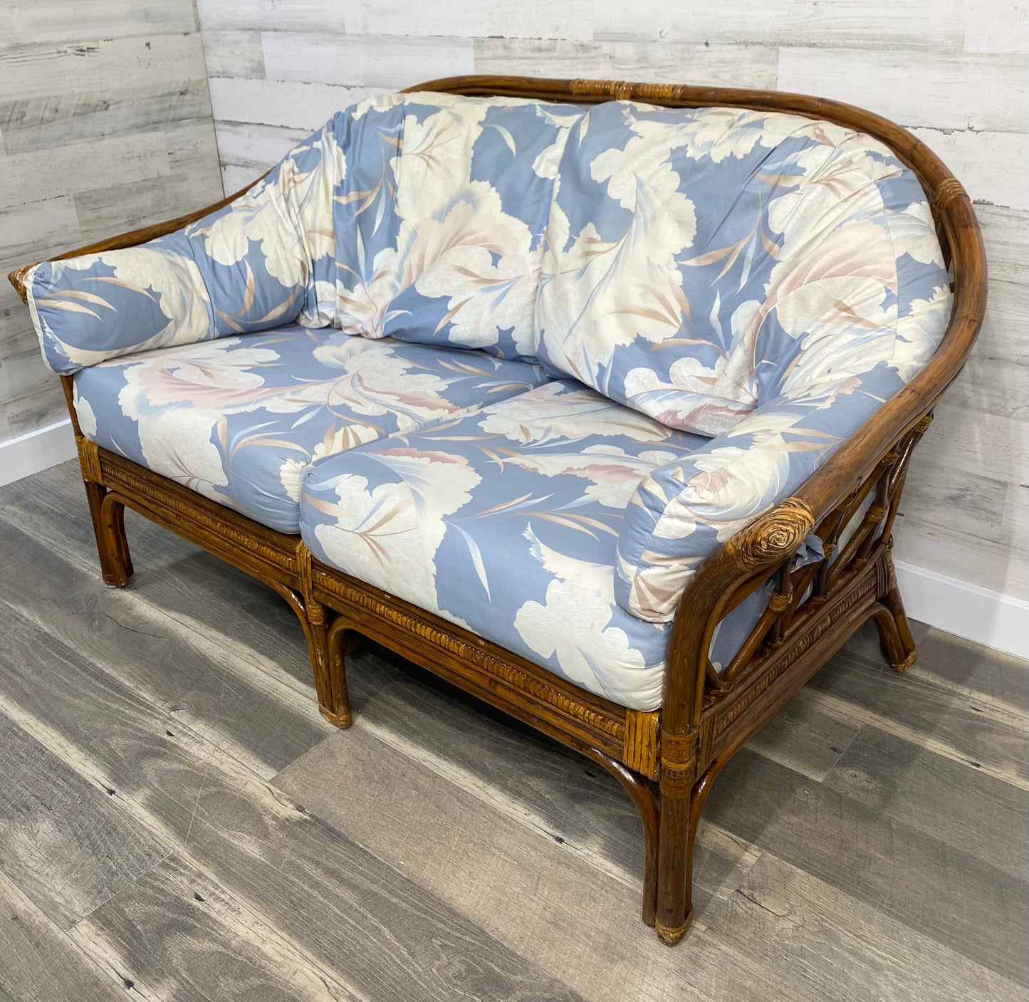 Vintage Rattan Bamboo Loveseat