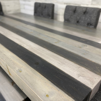 Rustic Dining Set Gray & Black Stripe Table