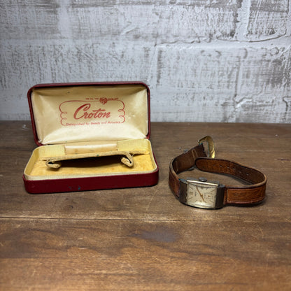 Vintage Harvel “Tank” Watch W/ Croton Red Case