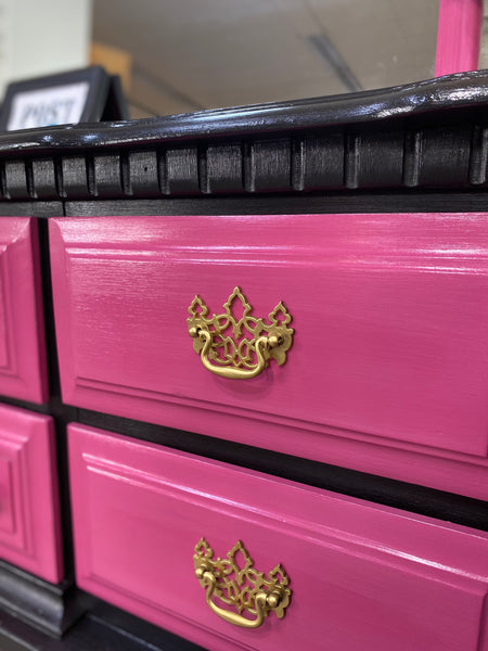 Hot Pink & Black Dresser W/ Mirror