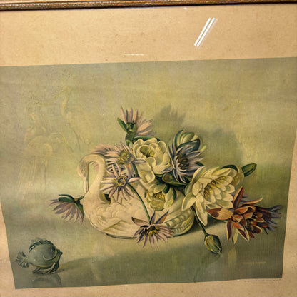 Vintage Floral & Swan Eugenia Grant Framed Print Framed Art