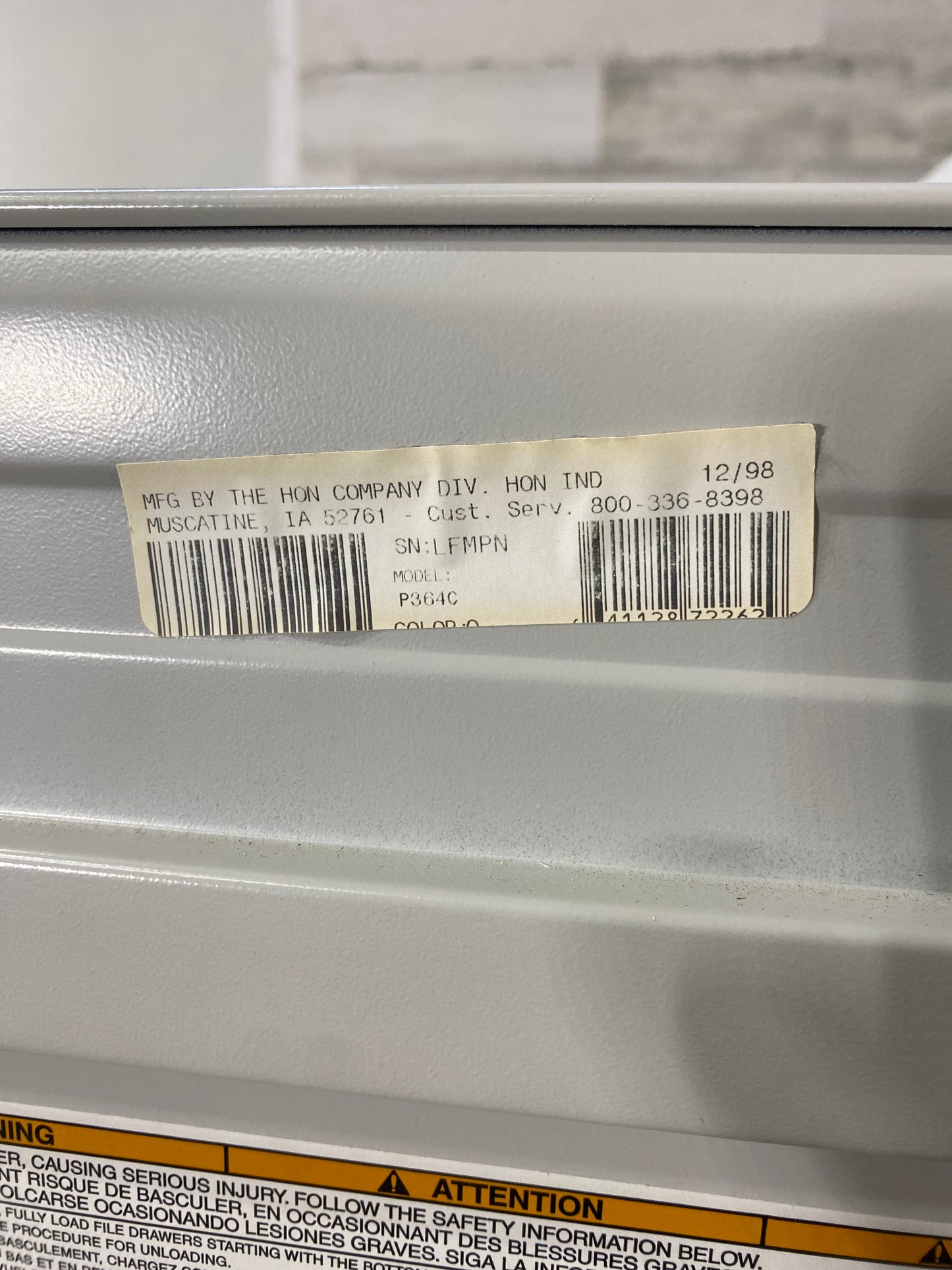 White Metal Hon 4 Drawer File Cabinet