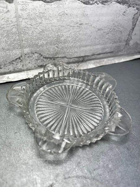 Vintage Clear Glass Round Ashtray