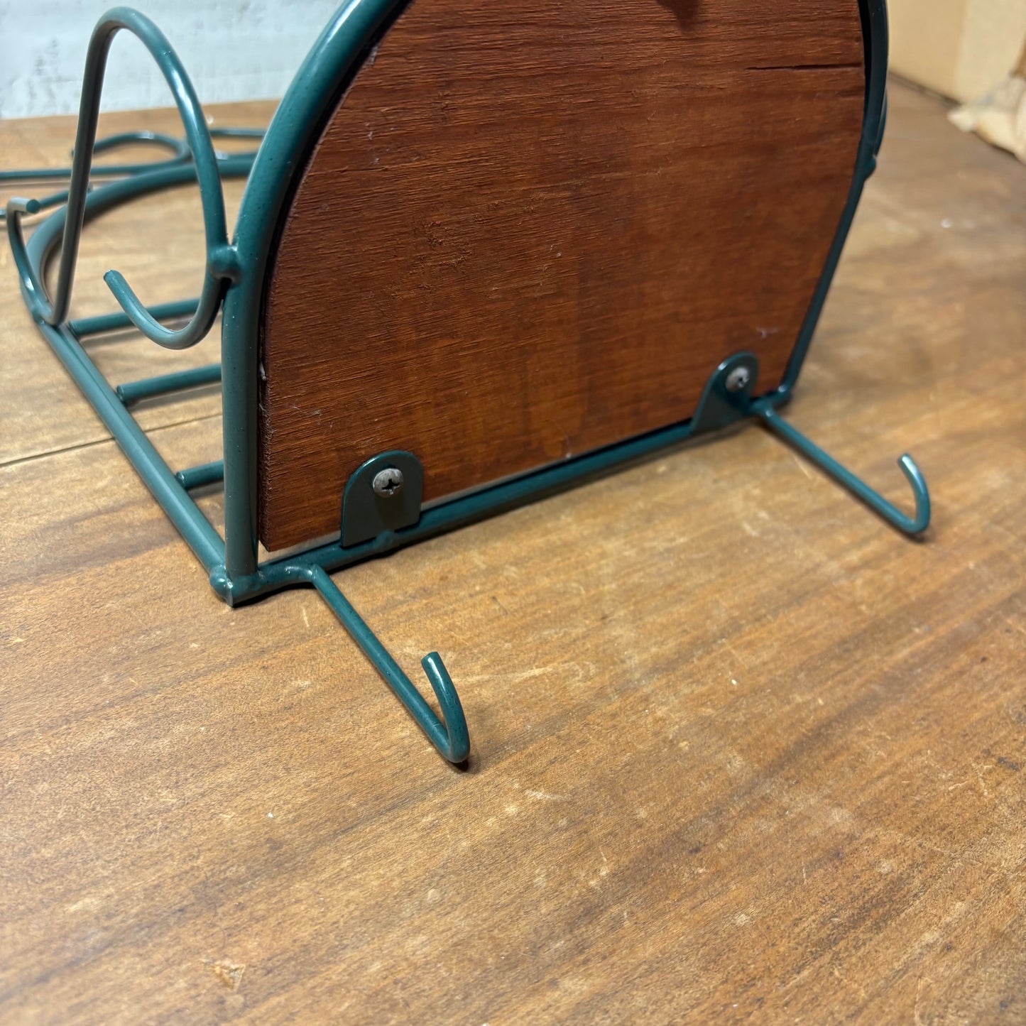 Vintage Green Wire & Wood Shelf