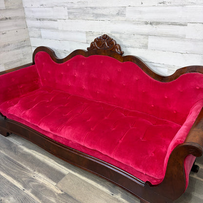 Antique Red Victorian Sofa Couch