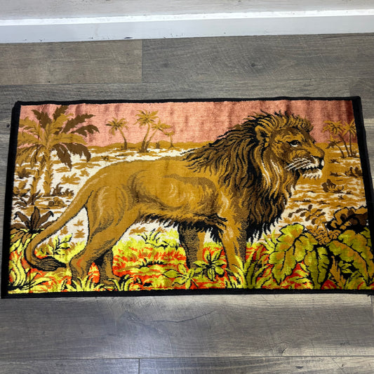 Vintage Italian Velvet Lion Wall Tapestry