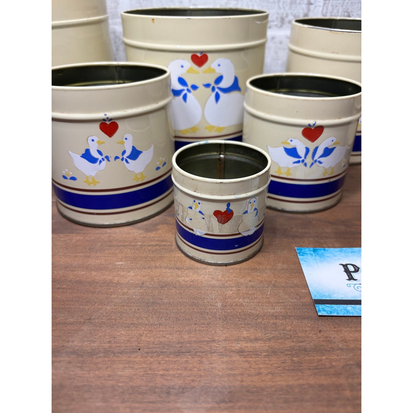 Vintage Goose Tin Nesting Canisters Set Of 8
