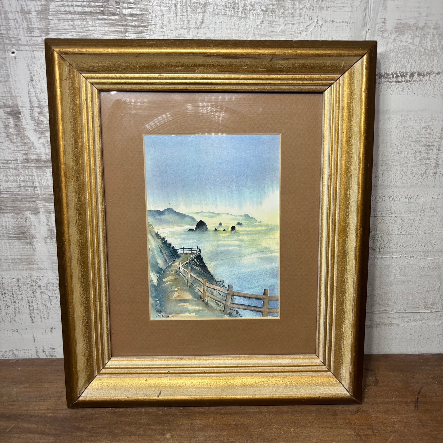 Framed Coastal Watercolor Painting Signed By Original Artist