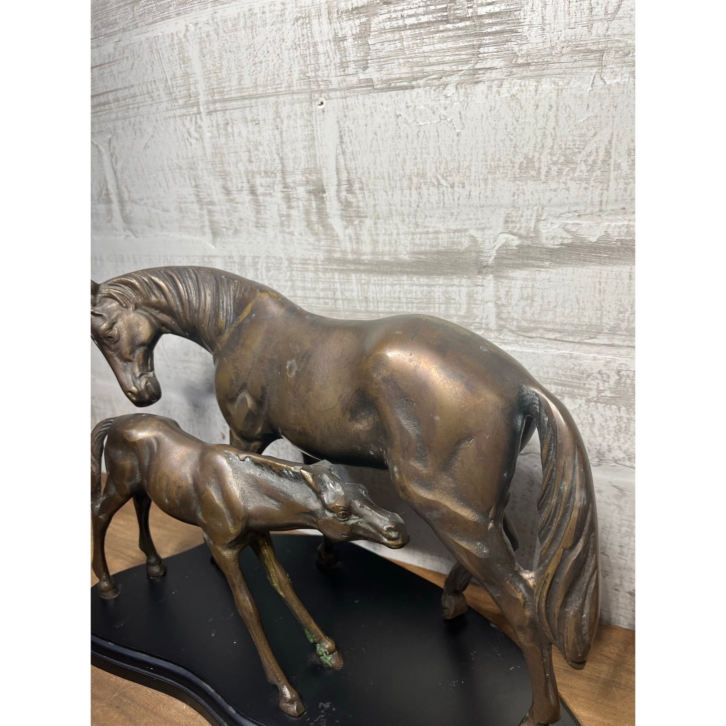 Vintage Bronze Mare And Foal Sculpture