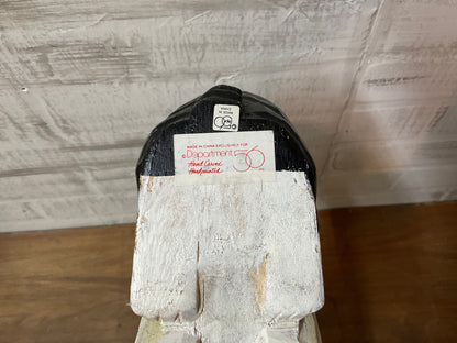 Hand Carved Black & White Rabbit Figurine