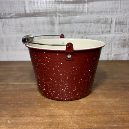 Red Spotted Enamelware Baking Pail