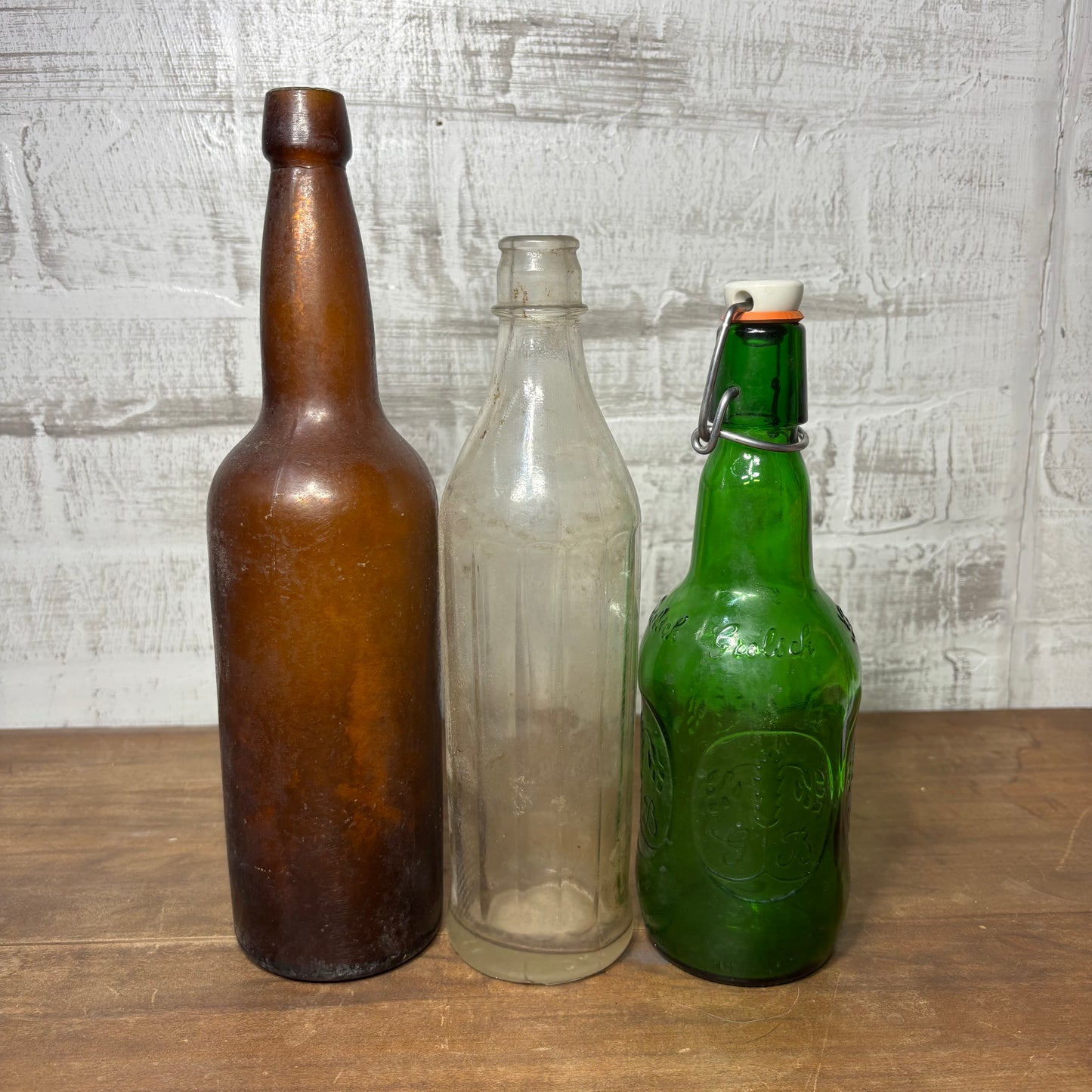 Antique Glass Bottle Set Of 3 #7