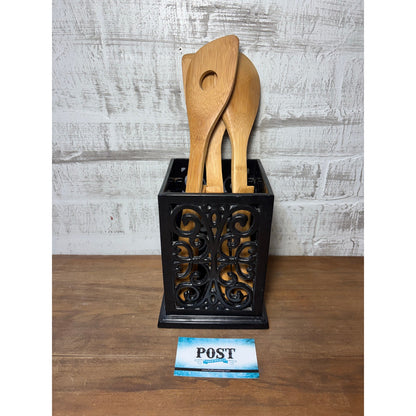 Cast Iron Black Enameled Utensil Holder