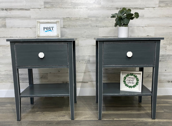 Set Of 2 Dark Gray Nightstands