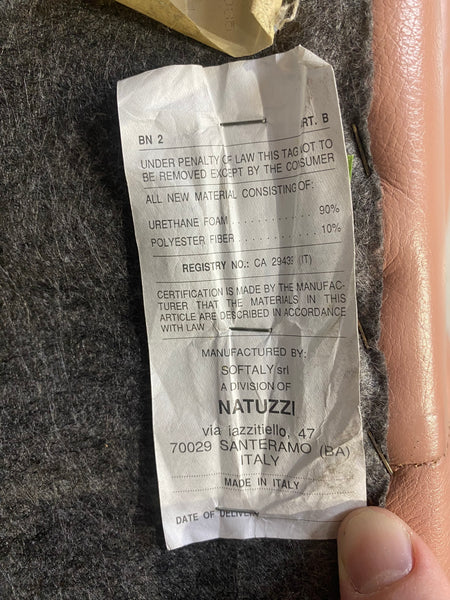 Pink Italian Leather Natuzzi Loveseat
