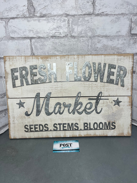 “Fresh Flower Market” Galvanized Sign