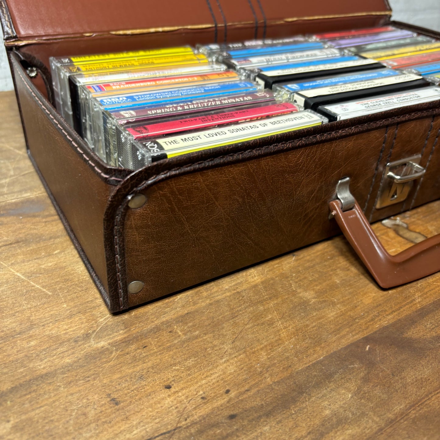 Vintage 24 Cassette Tape Faux Leather Carrying Case