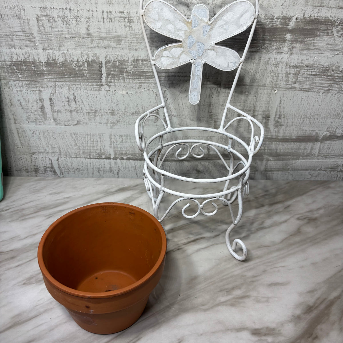 Dragonfly Metal Chair Style Plant Stand