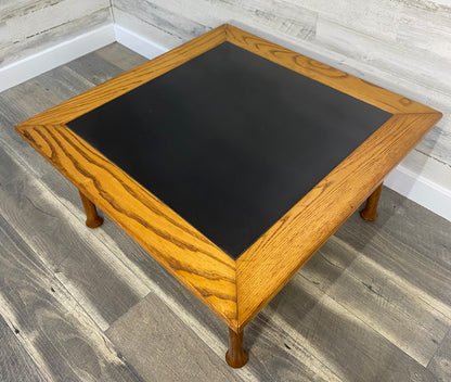 Mid Century Modern Walnut Coffee Table with Black Laminated Top