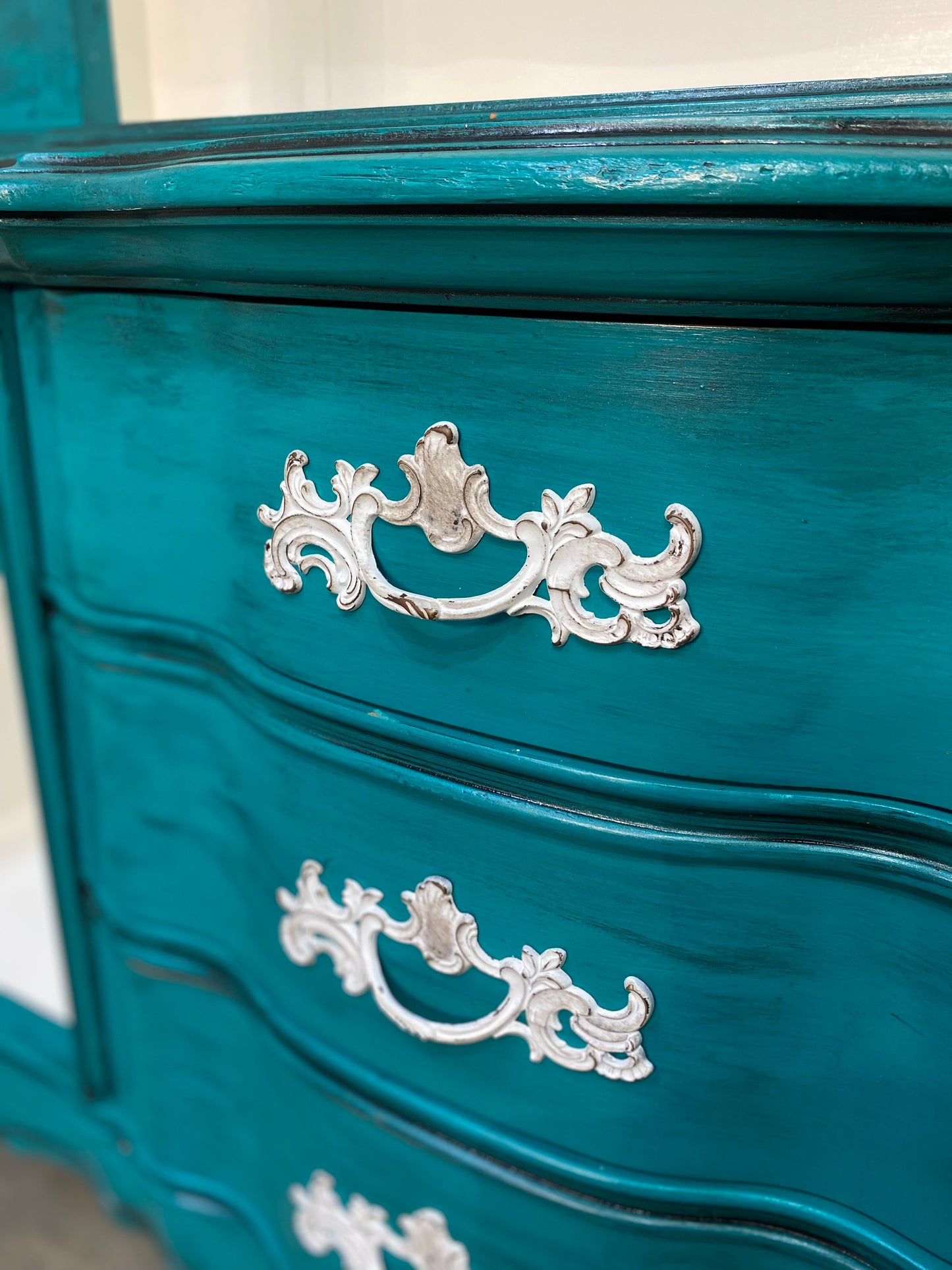Turquoise Bassett French Provincial Hutch