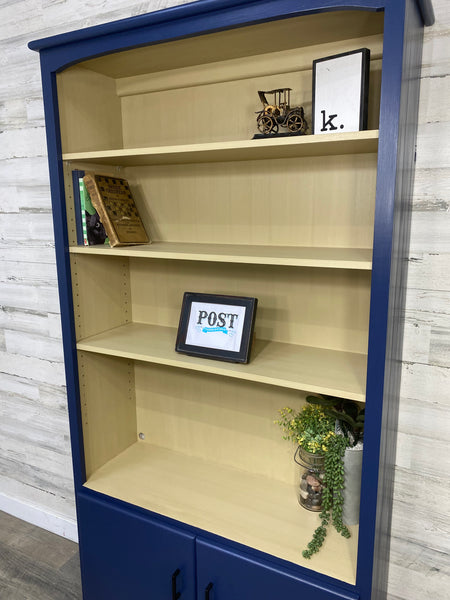 Navy Blue Bookshelf Cabinet