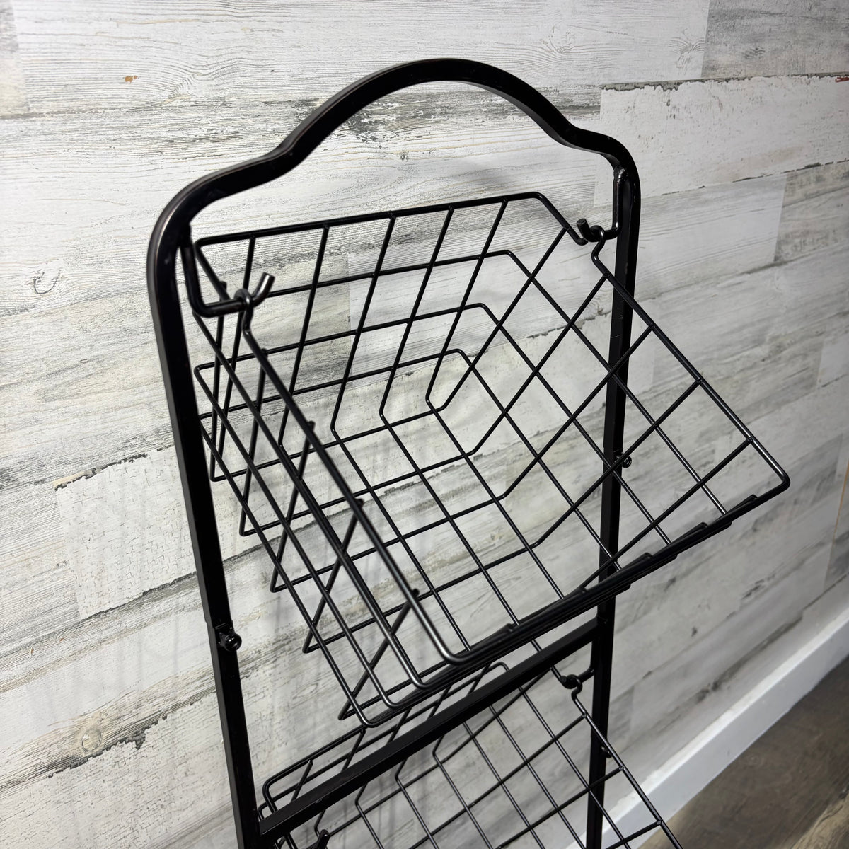 Freestanding Three Tier Metal Market Basket Storage Stand