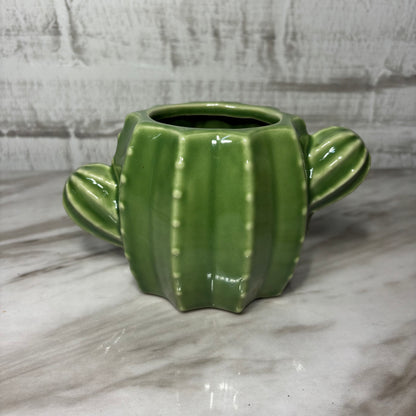 Glossy Green Cactus Ceramic Planter
