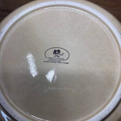 Large Beige Stoneware Bowl Made In Portugal
