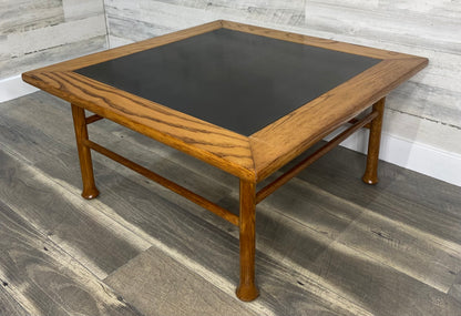 Mid Century Modern Walnut Coffee Table with Black Laminated Top