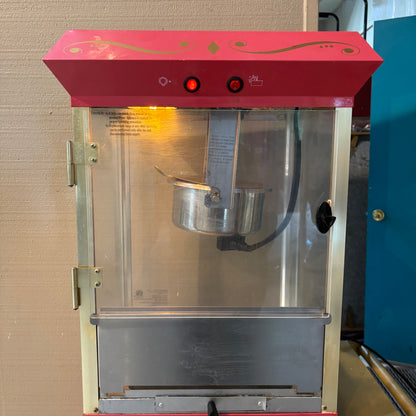 Old Fashioned Movie Time Popcorn Cart and Machine