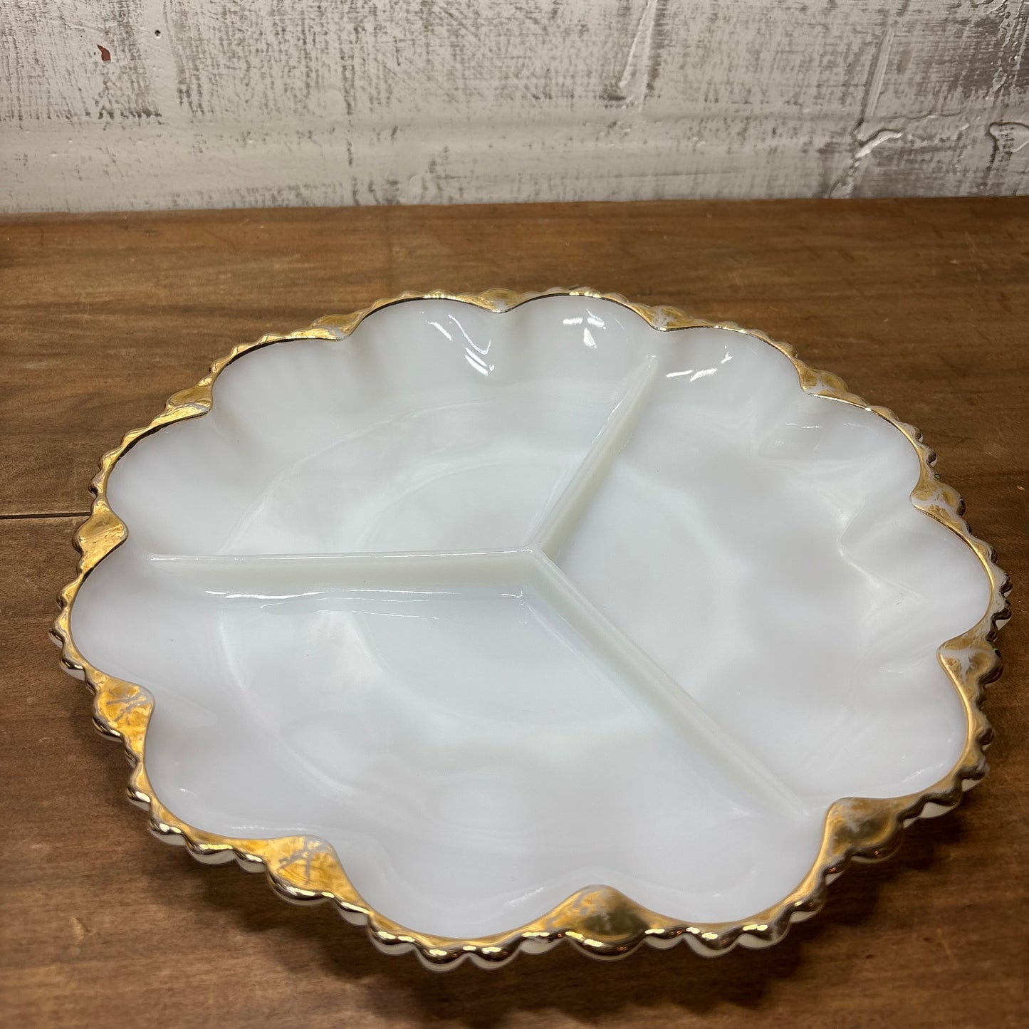 Vintage Anchor Hocking Fire-King Milk Glass Divided Dish