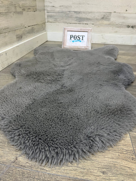 Gray Faux Fur Rug