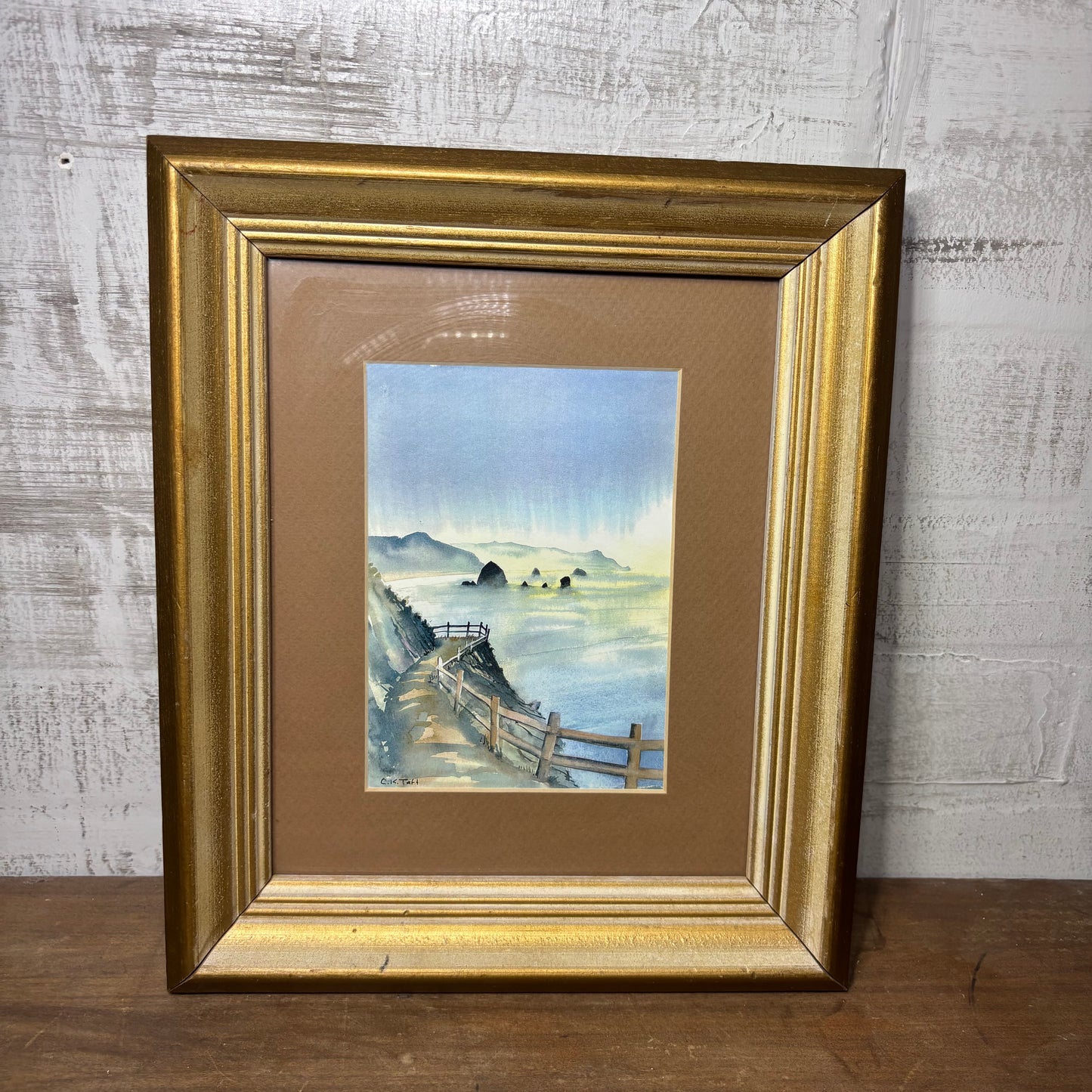 Framed Coastal Watercolor Painting Signed By Original Artist