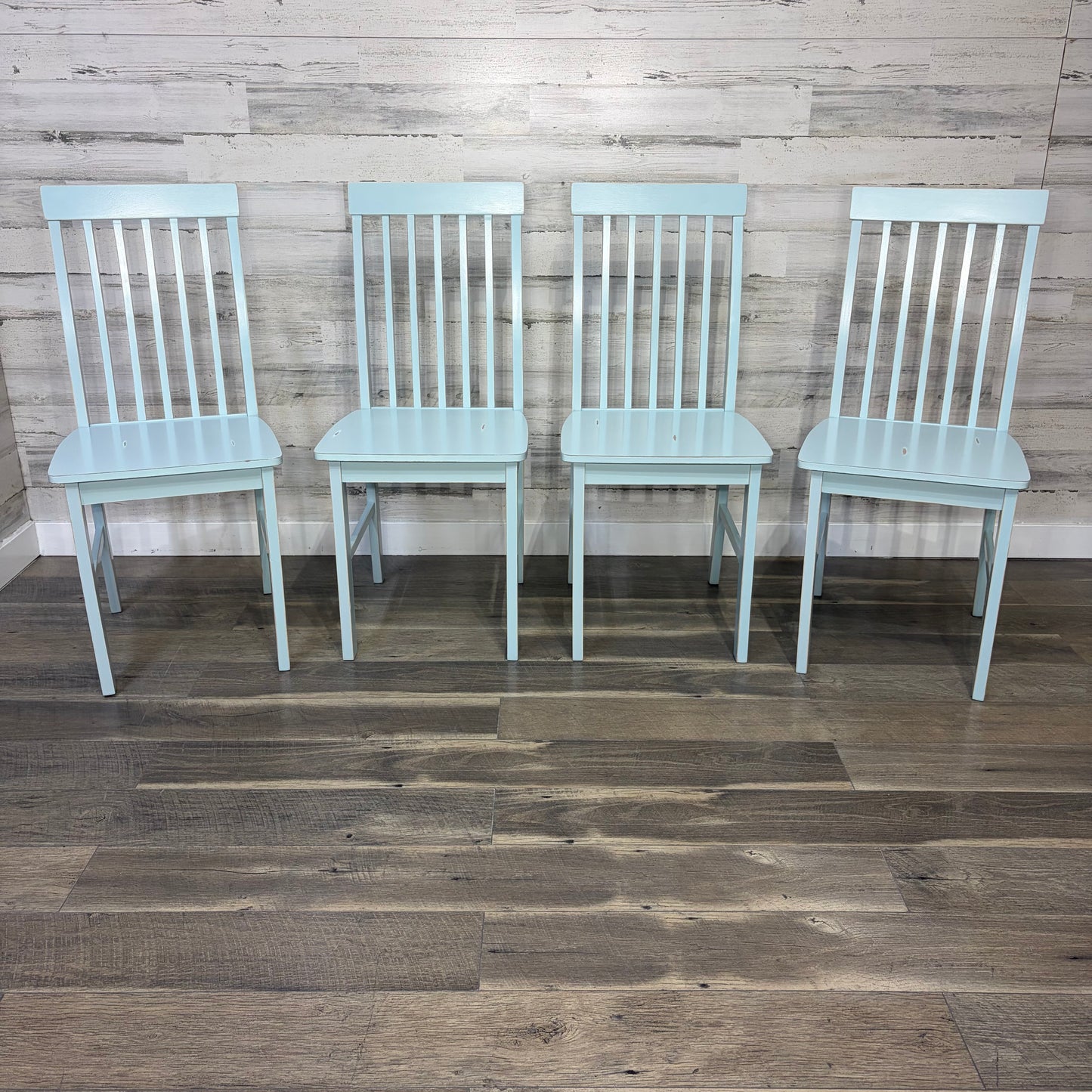 Set Of 4 Light Blue Dining Chairs
