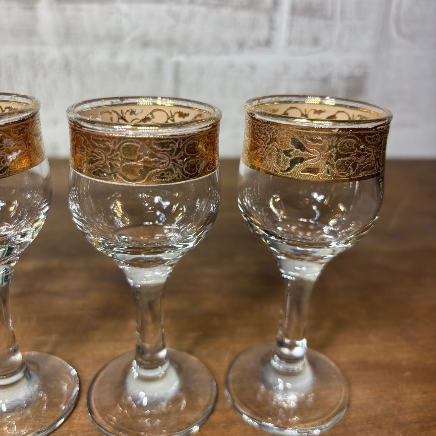 Cristalleria Fratelli Fumo Gold Rim Small Wine Glasses Set Of 6