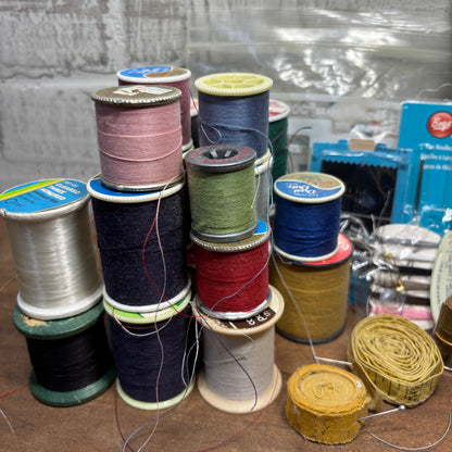 Vintage Thread Pins Buttons Bundle Lot