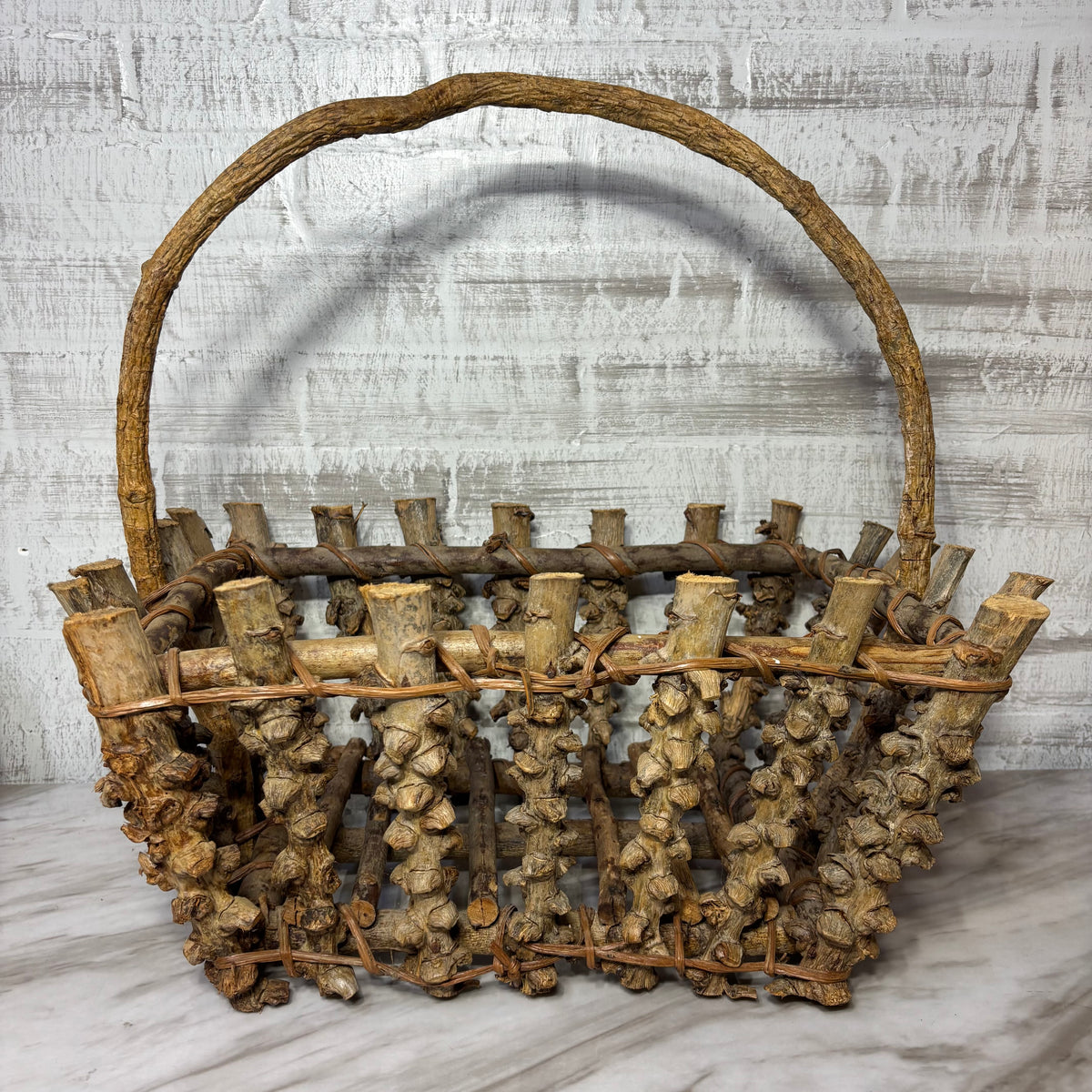 Vintage Adirondack Style Twig Basket
