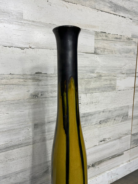 Mid Century Tall Green Ceramic Vase