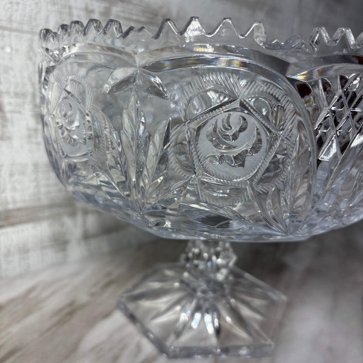 Vintage Crystal Glass Pedestal Compote Bowl