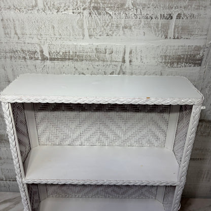 White And Pink Ombre Mid Century Wicker Shelf