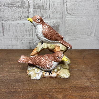Vintage Porcelain Wren Birds On A Branch Figure