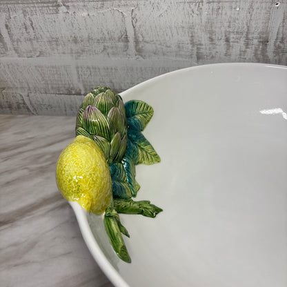 Vintage 3D Vegetable Ceramic Tre Art Made In Italy Serving Bowl