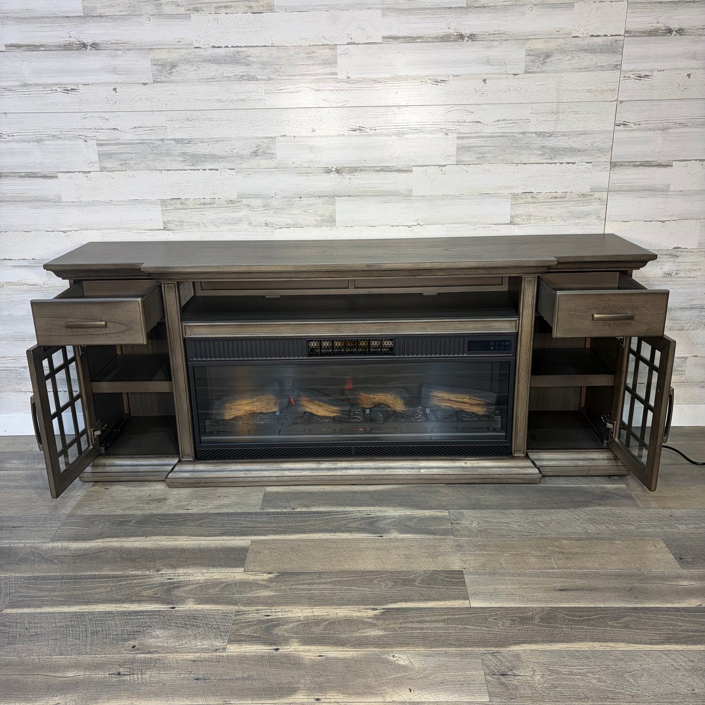 Electric Fireplace Tv Stand Rustic Gray