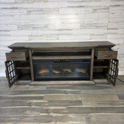 Electric Fireplace Tv Stand Rustic Gray