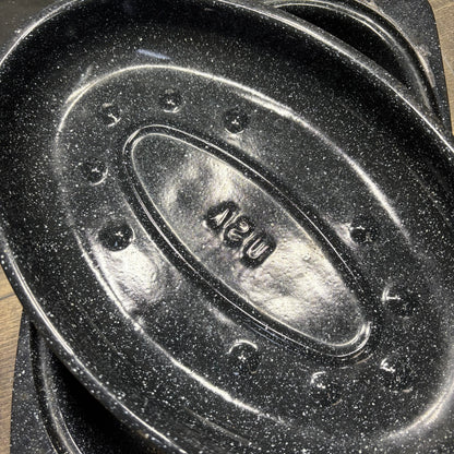 Speckled Enameled Ware Oven Roaster Set Of 3